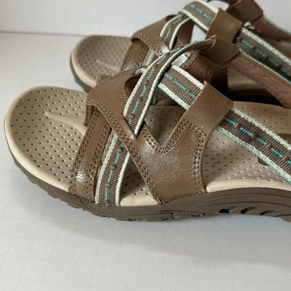 Skechers Reggae Sandals Thong Beige & Turquoise - Picture 6 of 15